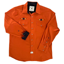 Load image into Gallery viewer, Burnt Orange with Embroidery Long Sleeve Performance Western Shirt
