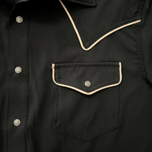 Load image into Gallery viewer, Black / Tan Piping Short Sleeve Performance Western Shirt
