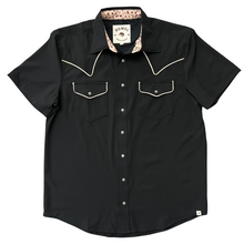 Load image into Gallery viewer, Black / Tan Piping Short Sleeve Performance Western Shirt
