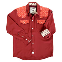 Load image into Gallery viewer, Youth Barn Red/ Rusty Zia Performance Western Shirt
