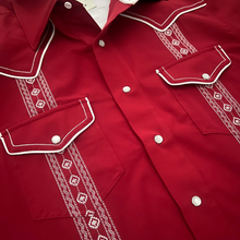 Load image into Gallery viewer, Pearl Snap Guayabera Performance Shirt- Fiesta Red
