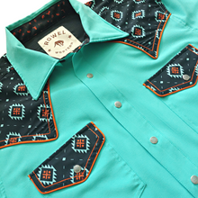 Load image into Gallery viewer, Turquoise / Western Jewel Short Sleeve Performance Western Shirt
