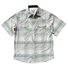 Load image into Gallery viewer, Neutral Gray Plaid Short Sleeve Performance Western Shirt
